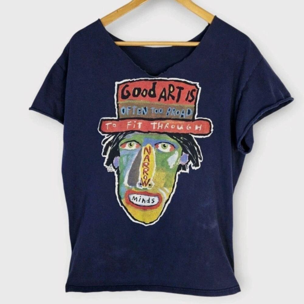 Raw Expressive Graphic T Shirt Abstract Face Art Quote Tee 90s Rare